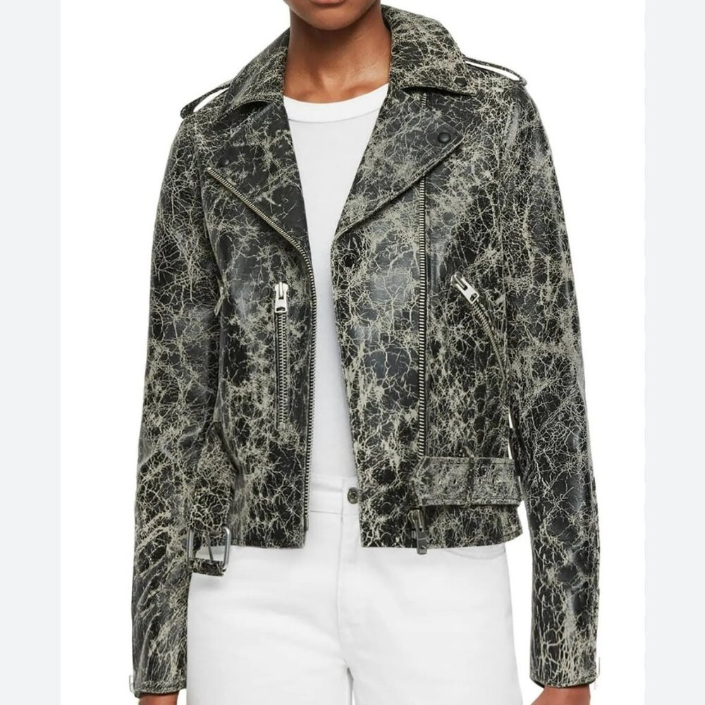 AllSaints Balfern Rift Leather Biker Jacket US 4 / UK 8 / EU 36